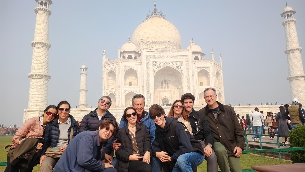 Happy travelers in India